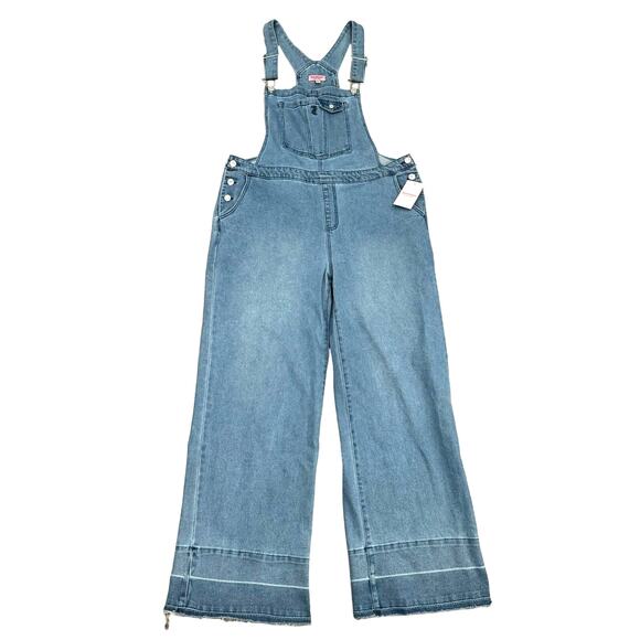 Juicy Couture Wide Leg Denim Stretch Casual Cotton Raw Hem Overalls XXL - Picture 2 of 11